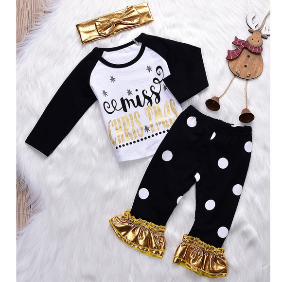 Other - Miss Christmas Shirt Ruffle Leggings Girls Outfit